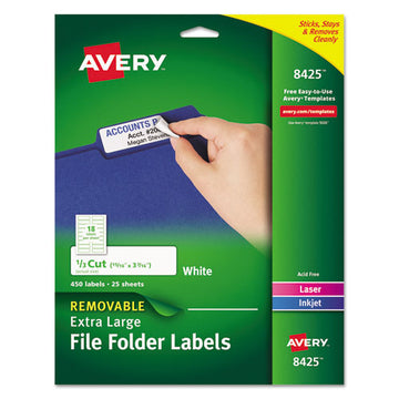 Avery® Removable File Folder Labels With Sure Feed Technology, 0.94 X 3.44, White, 18-sheet, 25 Sheets-pack freeshipping - TVN Wholesale